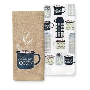 Farmhouse Charm Cup of Cozy Mug Winter Kitchen Towels Set BNWT SO 1 Left!